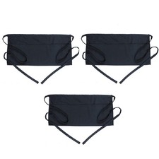 Waist Apron with 3 Pockets 3 Pack - Black Waitress Server Short Apron
