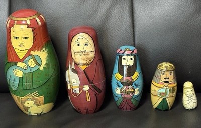 Russian Nesting Dolls Wooden Nativity Stacking Dolls Set Authentic Models