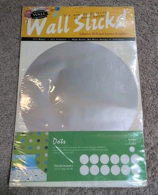 Wall Slicks Peel Stick Adhesive Silver Dots (12) 12'' Decals NEW B468