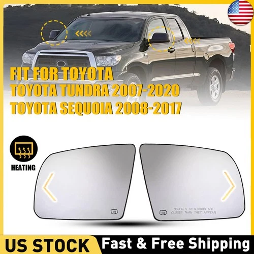 Pair For Toyota Tundra 07-17 Sequoia Door Side Mirror Glass Heated Turn Signal