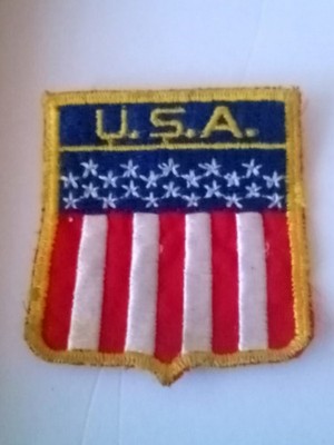 USA Shield Patch Vintage Patriotic Stars Stripes Red White Blue Gold Sew On