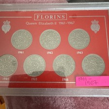 1961-1967 Florins of Queen Elizabeth II Coin Type Collector Set in Display Case