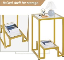 NEW Side Tables Set of 2, End Tables Tempered Glass, 2-Tier Nightstands, Gold