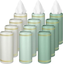 12 Pack Car Tissue Cylinder Holder Bulk with 3 Ply Facial Tissues, Multicolor