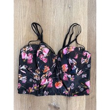 Victoria's Secret Corset Top Womens 32DD Black Floralcore Bustier Coquette Y2K