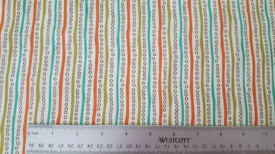 30" Neutral Territory Terry Atkinson Liz Lois Red Rooster Rust Teal Dot Stripe - Image 2 of 2