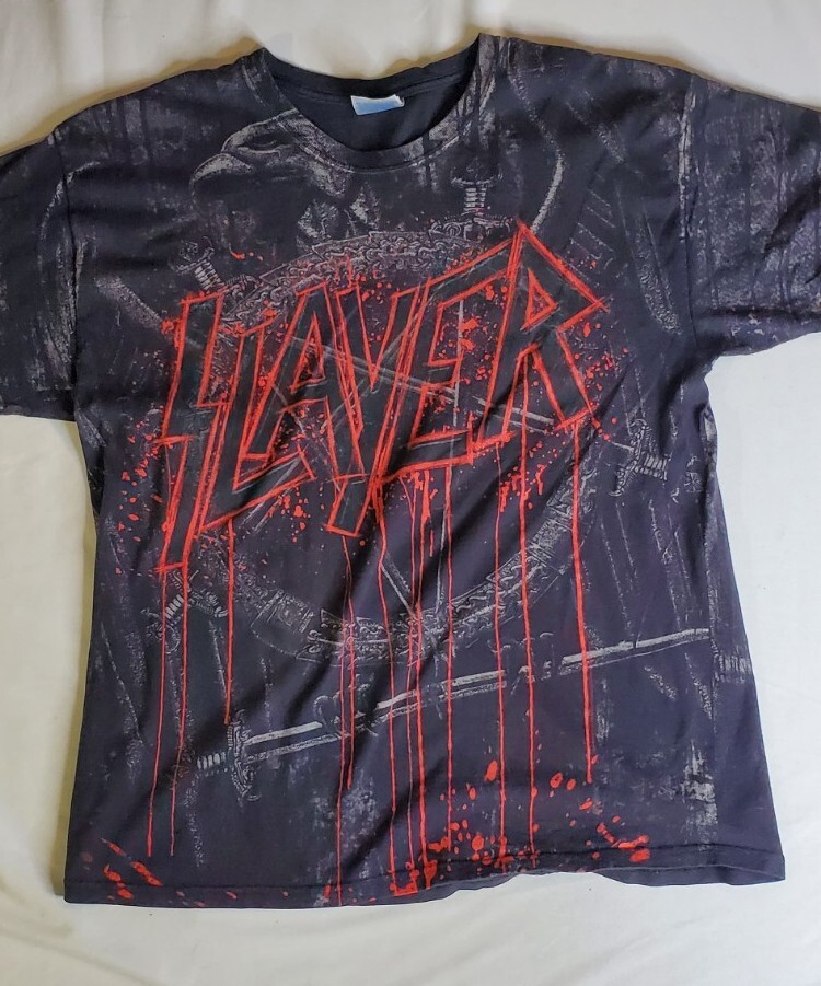 VINTAGE SLAYER AOP BAND T-SHIRT MENS ALL OVER PRINT SIZE XL