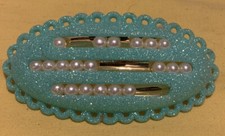 Vintage Hair Barrettes Faux Pearls With Clasps