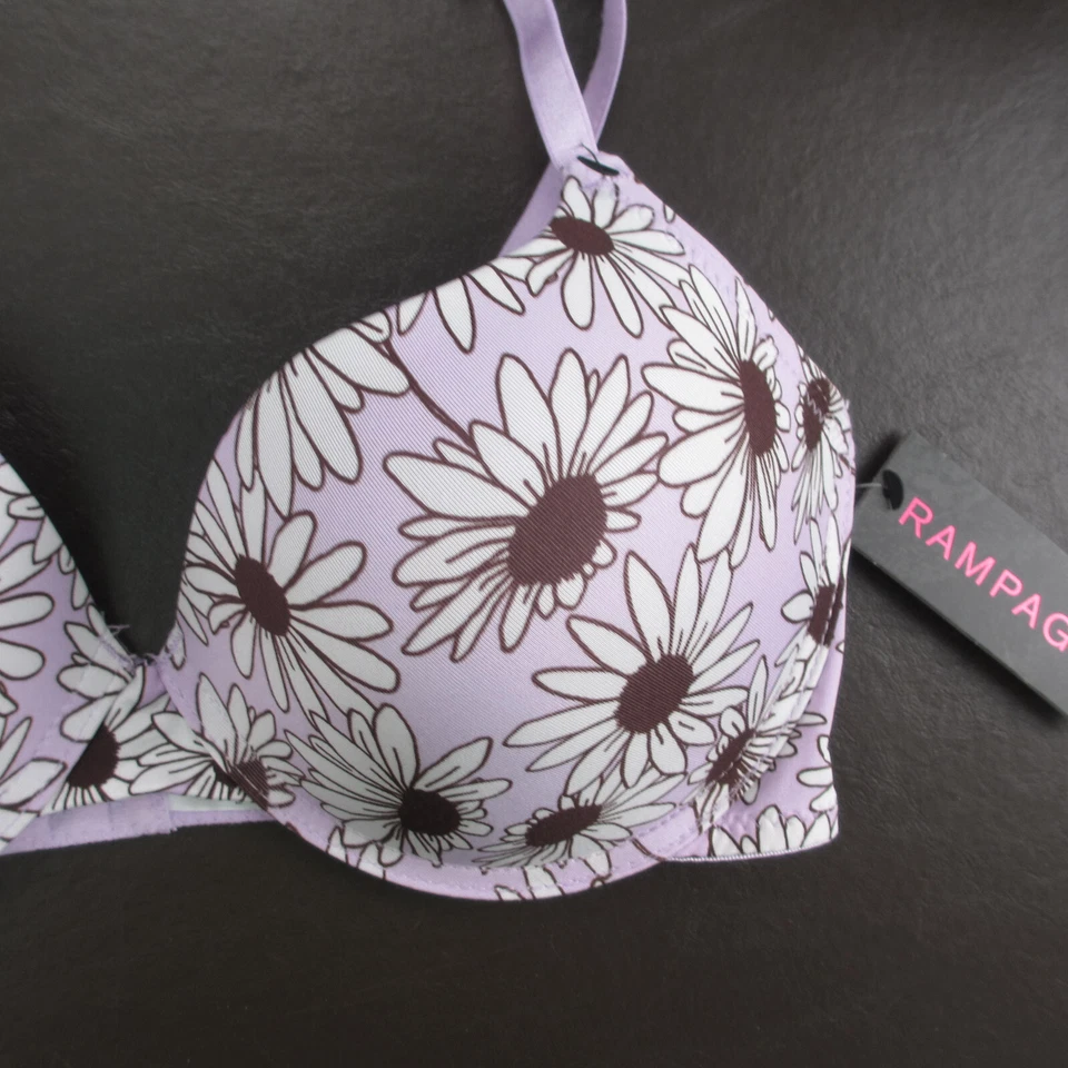 Sujetador Rampage 36C Púrpura Floral Acolchado Con Aros Cierre Ajustable Espalda Nuevo Foto 4 de 4
