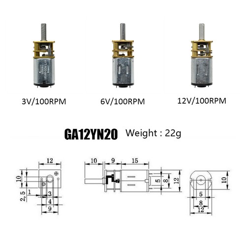 GA12-N20 DC 3V/6V/12V Micro Electric Gear Motor Speed Reduction Metal Gearbox - Bild 2 von 6