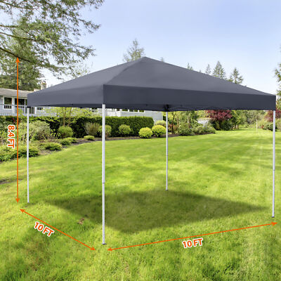 10ft x 10ft Pop Up Paty Canopy Tent Instant Canopy Top Cover Grey Portable