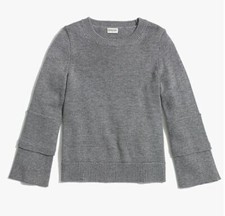 New Crewcuts JCrew Girls Gray Ruffle-Sleeve Popover Sweater, Size 10