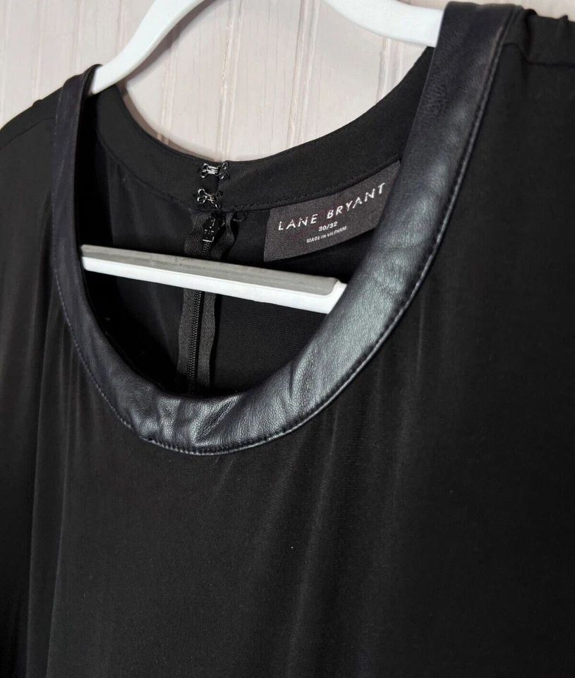 Macacão Lane Bryant Feminino 30 32 Preto Elegância Couro Vegano Bolsos com Zíper Novo sem etiquetas - Imagem 3 de 4