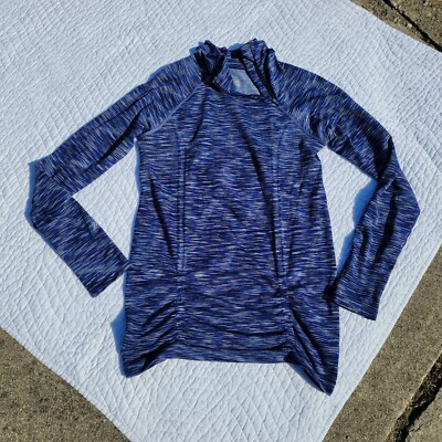 Athleta Space Dye Blue Fastest Track Asymmetrical Zip Long