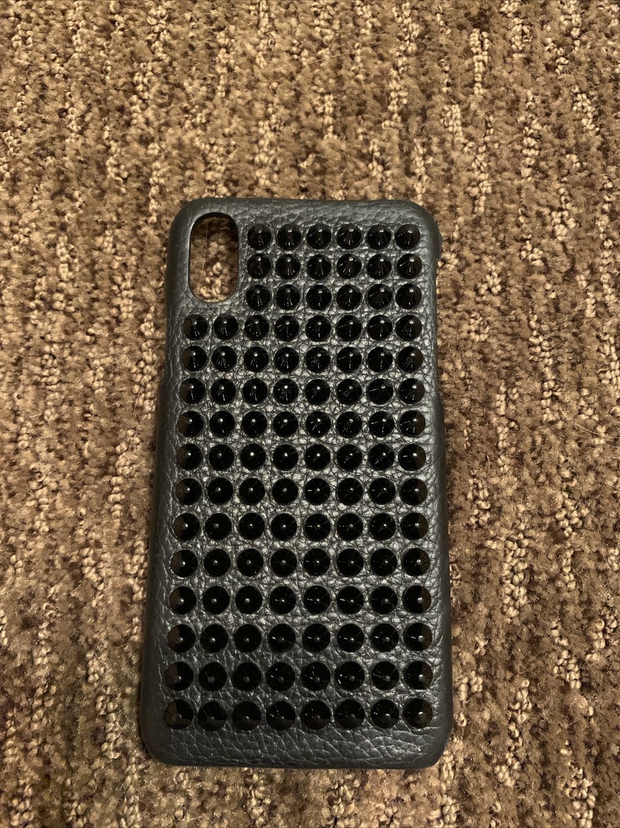 Christian Louboutin iPhone X / XS 10 Case Black Leather Studs Red