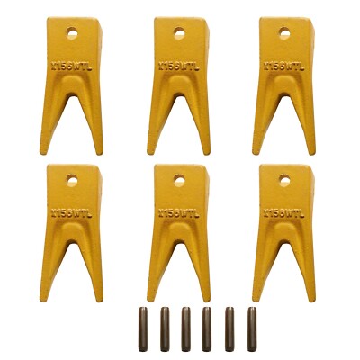X156WTL Twin Tiger Rock Bucket Teeth with P156 Roll Pins for Excavators - 6 Pack