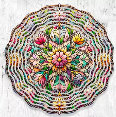 Floral Stained glass 10'' Wind Spinner