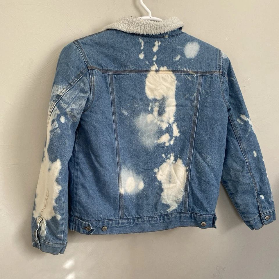 Chaqueta Jean Distortion Sherpa Azul Camionero Niños Talla 14/16 L Envejecida Foto 4 de 4
