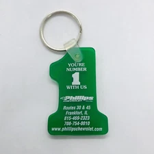 Vtg Phillips Chevrolet #1 Rubber Dealer Advertising Keychain - Frankfort IL