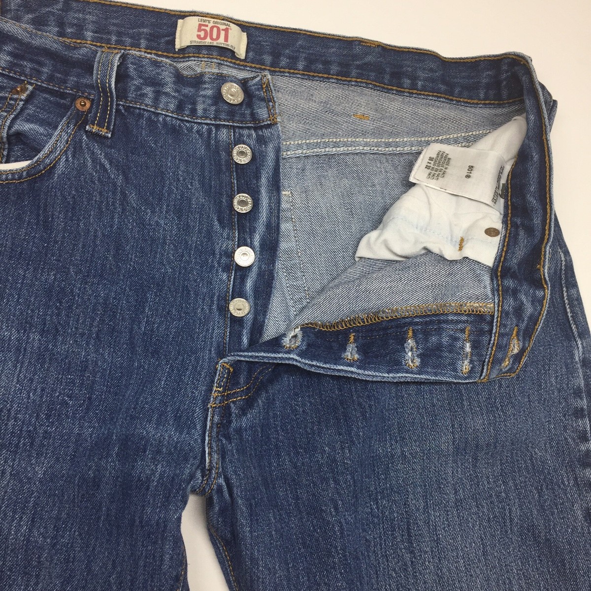 LEVIS 501 Blue Denim Button Down Jeans Sz 38”x 32” | eBay
