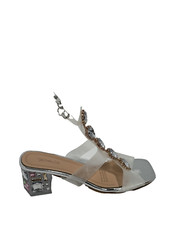 Women's Fashion Shoe Party High Heel Clear Strap Rhinestone Square Toe Sandals