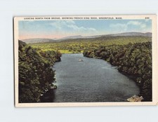 Postcard Looking North From Bridge Showing French King Rock Greenfield MA USA