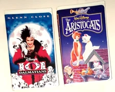 Lot of 2 VHS Clamshell Vtg Feature Movies 101 DALMATIANS & THE ARISTOCATS LKN