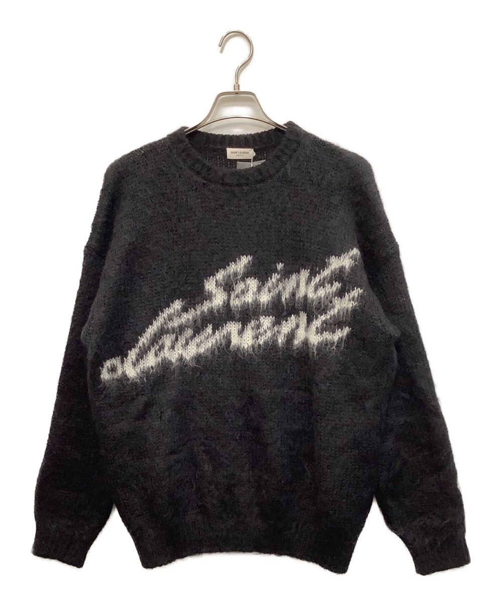 Saint Laurent Paris/Front Logo Mohair Knit Black Size: M | eBay