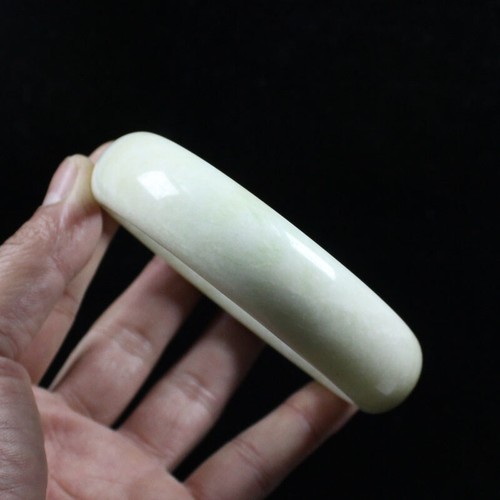 80mm Certified Natural Grade Yellow Green Lantian jade Bangle Bracelet j6470 - Picture 5 of 12