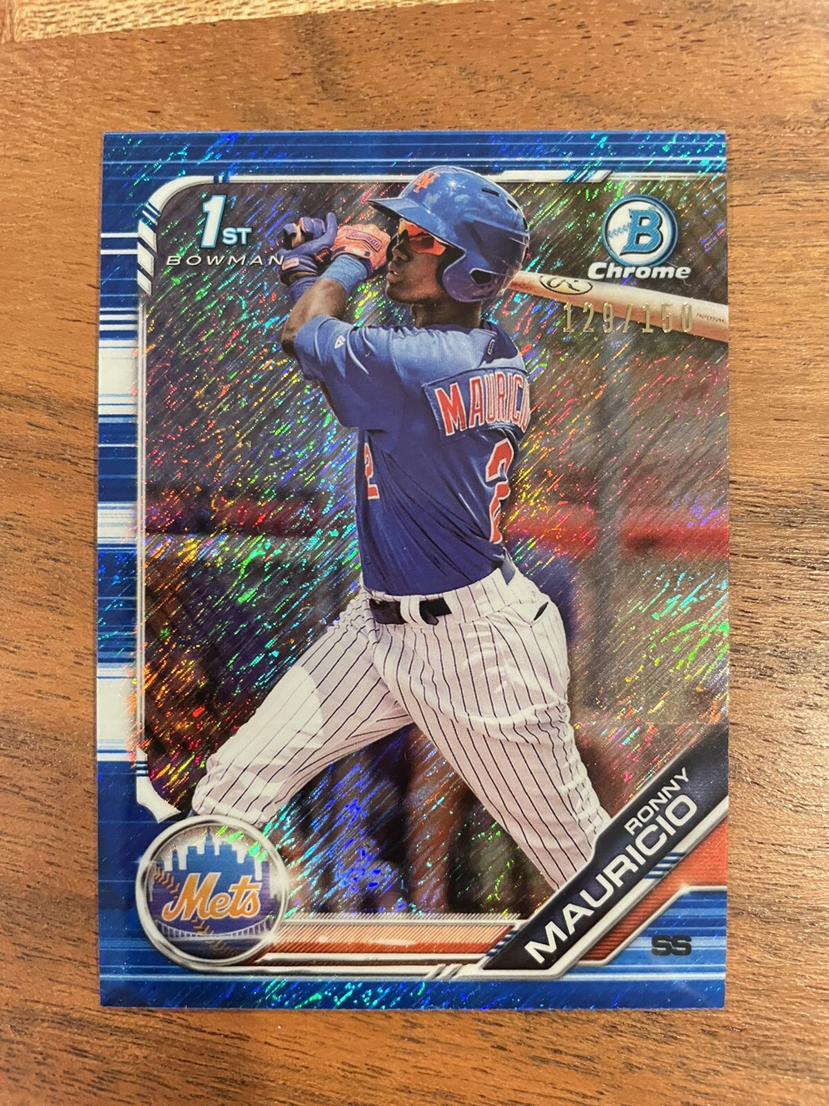 Ronny Mauricio 2019 1st Bowman Chrome Blue Shimmer Refractor /150 NRMT Mets!!