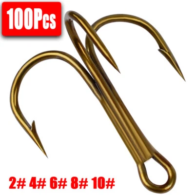 100x Starke Drillingshaken Stacheldraht Braun 2#-10# Hechtangeln Hechtvorfächer - Bild 1 von 4