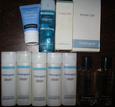LOT of 11 Neutrogena Shampoo, Shower Cap, Vanity Kit, Mouthwash, Fresh Cleanser