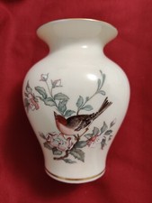 Lenox Serenade Bird Floral Motif w/Gold Trim Vase Made in USA