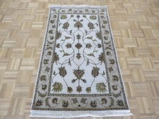 3 x 5 Hand Knotted Ivory Persian Tabriz With Silk Oriental Rug G5236