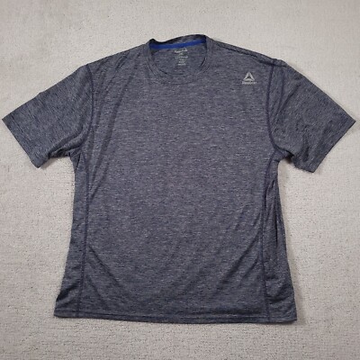 Reebok Activewear T Shirt Mens 2XL Blue Gray Short Sleeve Polyester  Reflective