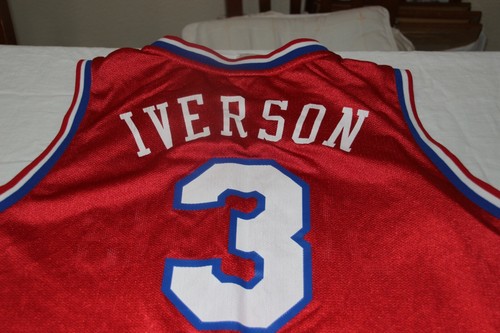 Vintage NBA Basketball Jersey Philadelphia 76ers Reebok Size 2XL No. 3 Iverson - Picture 6 of 6