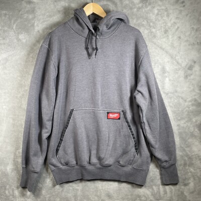 Milwaukee Hoodie Men's Medium Gray Pullover Sweatshirt Durable