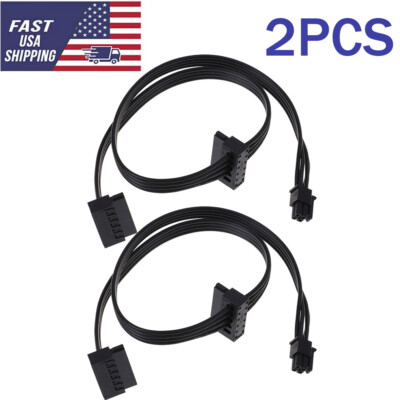 45CM mini 4 Pin to 2 Sata SSD power supply cable for lenovo M410 M6i 2PCS