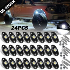 24Pcs White LED Rock Light Pods Underbody Glow Lamp Offroad SUV Pickup Truck UTV
