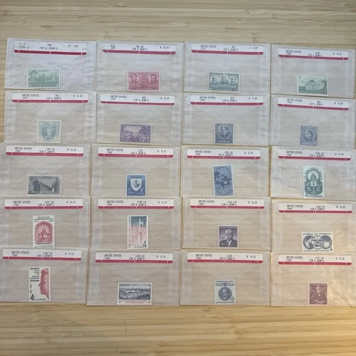 US Stamp Lot 20 Mint Singles MNH MH 1910s-1950s Collection Vintage Glassines