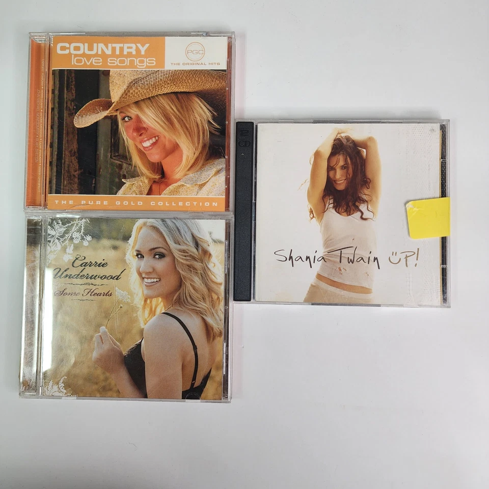 Shania Twain Up! + Carrie Underwood Some Hearts + Country Love Songs CD Lot Foto 2 de 2