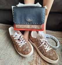 Image of Coach Leather Low top Trainer Sneaker 6 Khaki 