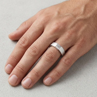 Vorschlag Herren Rund Diamant Lab Grown Band 14k Weißgold 0,75 Ct E F VVS 8 mm