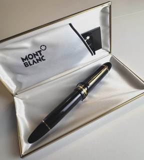 VTG MONTBLANC 149 Meisterstuck Fountain Pen 14K Nib 1980's Beige Leather Case