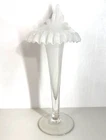 Fenton Style Jack In The Pulpit White To Clear Bottom Vase 8" Approx.