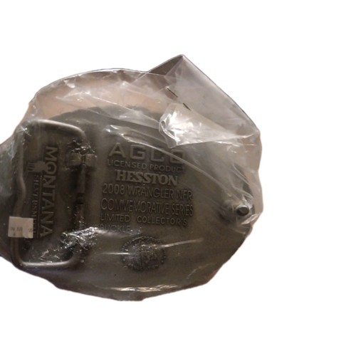 Brand New 2008 Pewter Hesston NFR Rodeo Belt Buckle Original Packaging - Picture 2 of 2