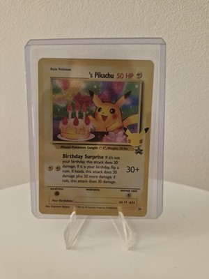 _____'s Pikachu Birthday WP Black Star Promo 24 Celebrations Vintage Holo NM