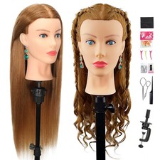 Mannequin Head Human Hair- Cosmetology Manikin Doll with 80 Light Brown