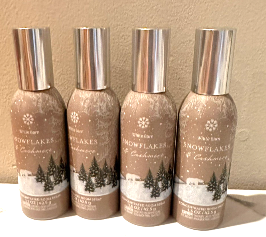 Bath & Body Works  SNOWFLAKES & CASHMERE Concentrated Room Spray NEW 4 Bottles