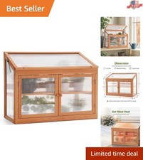 Mini Wooden Greenhouse with Adjustable Shelf  Open Roof - Elegant Orange Design